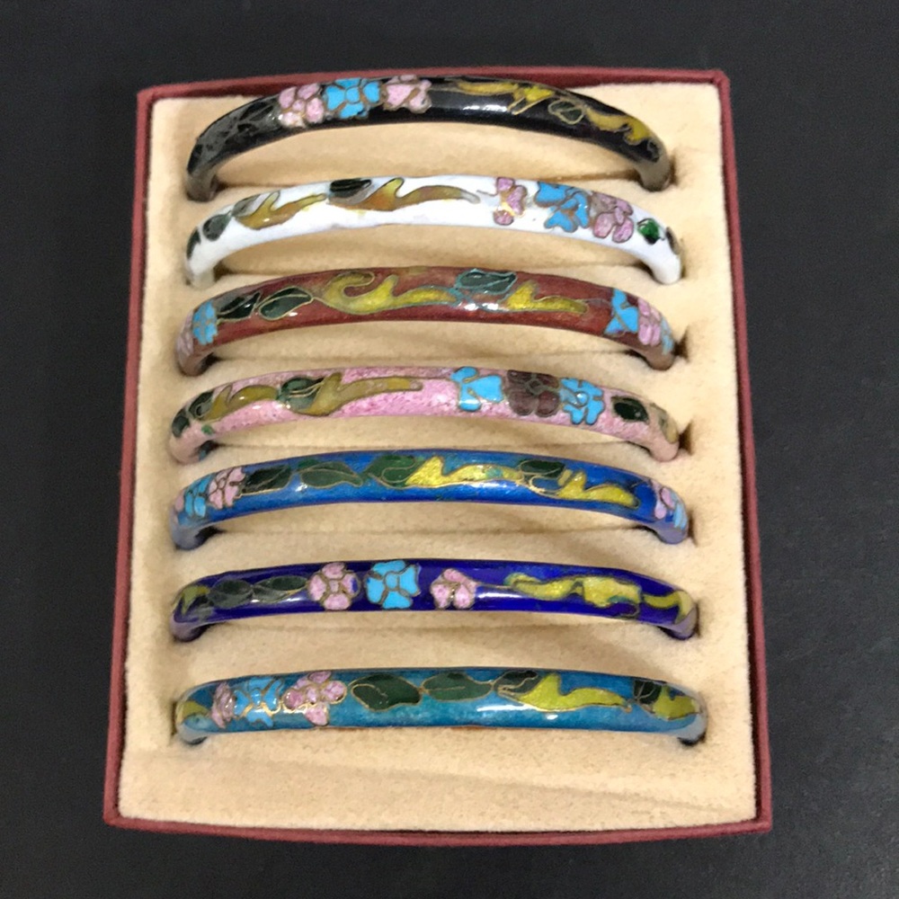 Vintage Chinese Cloisonné Bangle Bracelets 7